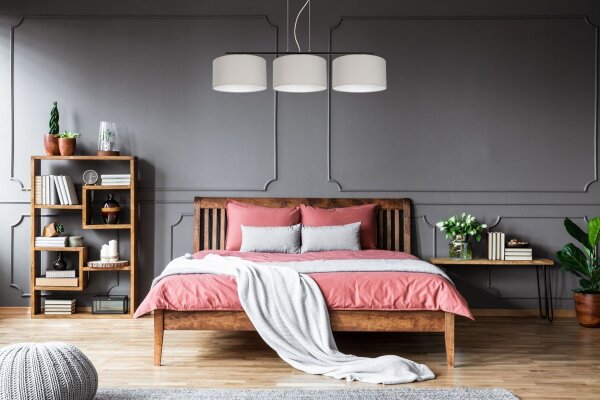 Blendarme Pendelleuchte Stoff Schwarz Grau E27 L:100 cm