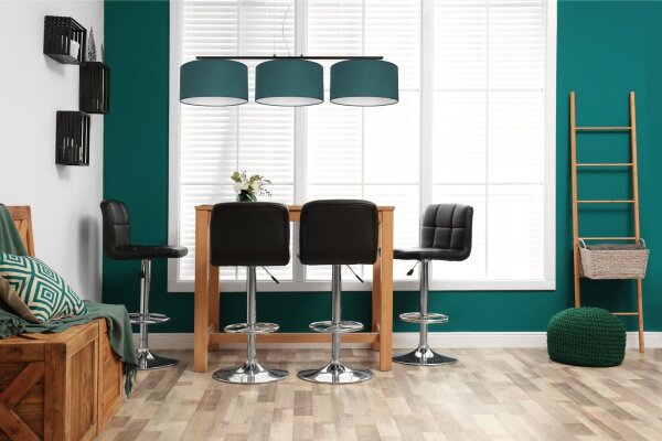 Blendarme Pendelleuchte Stoff Schwarz Grün E27 L:100 cm