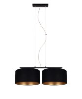 Stoff Hängelampe blendarm Schwarz Gold E27 70 cm lang