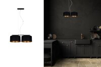 Stoff Hängelampe blendarm Schwarz Gold E27 70 cm lang