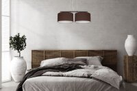 Stoff Pendelleuchte blendarm Braun Weiß E27 70 cm lang