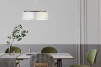 Stoff Pendelleuchte blendarm Weiß Ecru E27 70 cm lang
