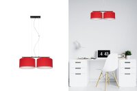 Stoff Pendelleuchte blendarm Rot Weiß E27 70 cm lang