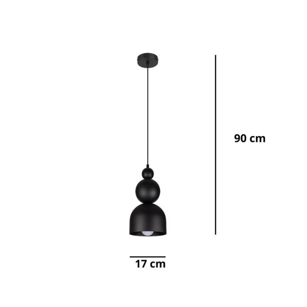 Schwarze Hängelampe Metall Loft Design E27 B:17 cm rund