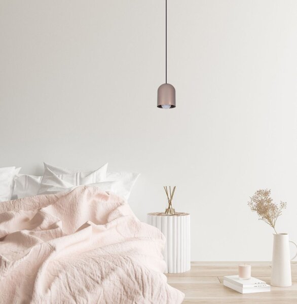 Runde Pendelleuchte Metall Schwarz Pink E27 Ø11 cm Loft