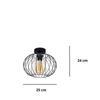 Deckenlampe Metall E27 rund Ø25 cm Schwarz Retro...