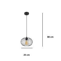 Hängelampe Metall E27 rund Ø25 cm Schwarz...