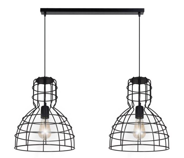 Schwarze Hängelampe Draht Metall 85 cm 2-flmg E27 Loft