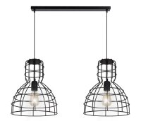 Schwarze Hängelampe Draht Metall 85 cm 2-flmg E27 Loft