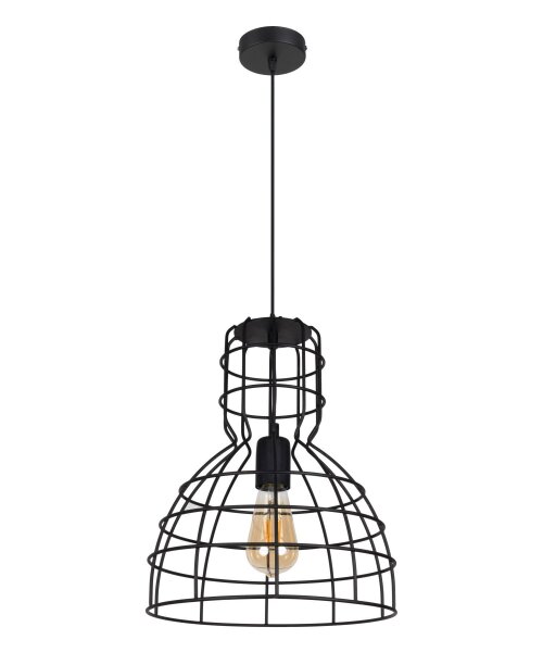 Schwarze Hängelampe Drahtschirm Metall Ø30 cm E27 Loft