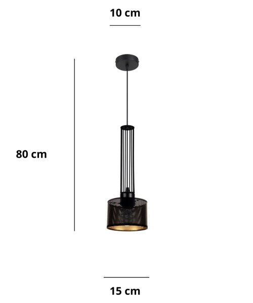 Dekorative Hängelampe Metall B:15 cm E27 Schwarz Gold