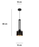 Dekorative Hängelampe Metall B:15 cm E27 Schwarz Gold