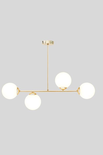 Goldene Deckenlampe Glaskugeln blendarm 4-flmg Metall