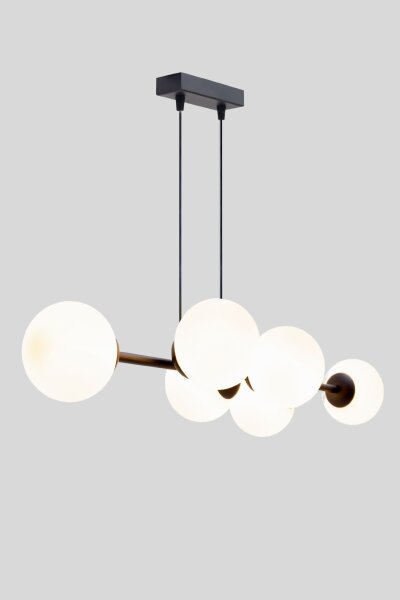 Hängelampe blendarm Glas Metall 100 cm lang E27 Schwarz