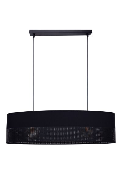 Gemütliche Hängelampe Stoff Schwarz 2-flammig E27 70 cm