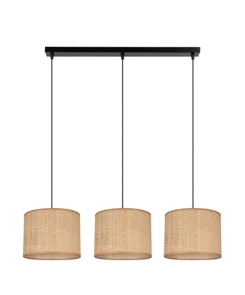 Blendarme Hängelampe Stoff Braun 3-flmg 70 cm länglich