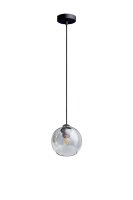 Schwarze Pendelleuchte Rauchglas Metall rund Ø12 cm