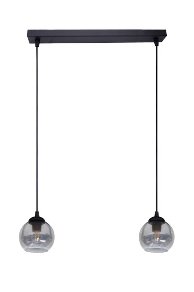 Hängelampe blendarm Metall Rauchglas E27 L:42 cm 2-flmg