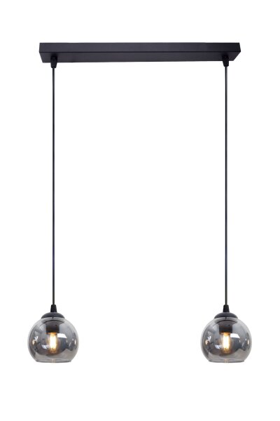 Hängelampe blendarm Metall Rauchglas E27 L:42 cm 2-flmg