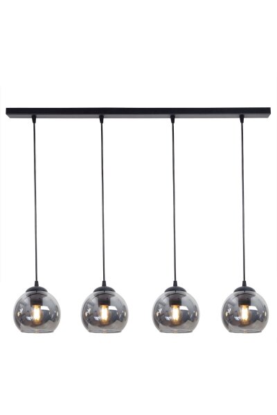 Hängelampe blendarm Metall Rauchglas E27 L:80 cm 4-flmg