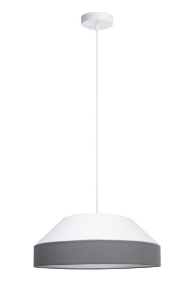 Runde Hängelampe Stoff Weiß Grau E27 Ø45 cm blendarm