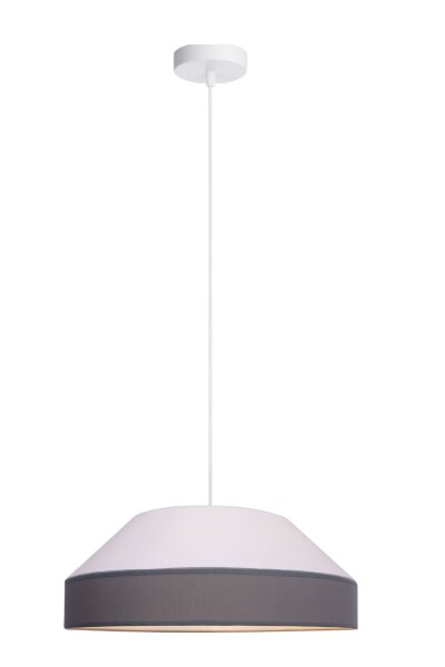 Runde Hängelampe Stoff Weiß Grau E27 Ø45 cm blendarm