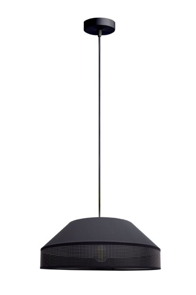 Schwarze Hängelampe blendarm Stoff wohnlich B:45 cm E27