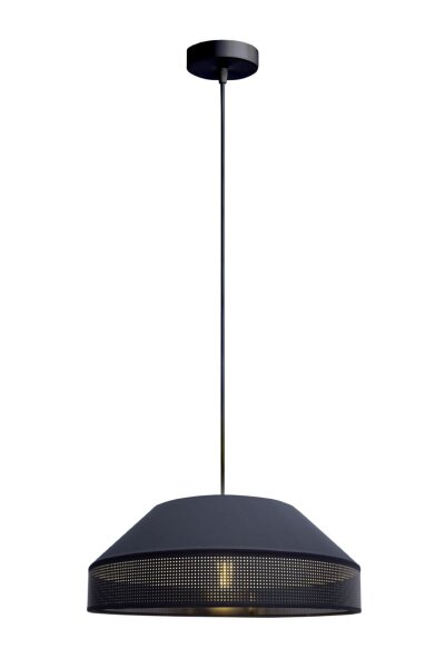 Schwarze Hängelampe blendarm Stoff wohnlich B:45 cm E27