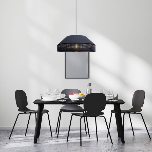 Schwarze Hängelampe blendarm Stoff wohnlich B:45 cm E27