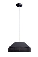 Schwarze H&auml;ngelampe blendarm Stoff wohnlich B:45 cm E27