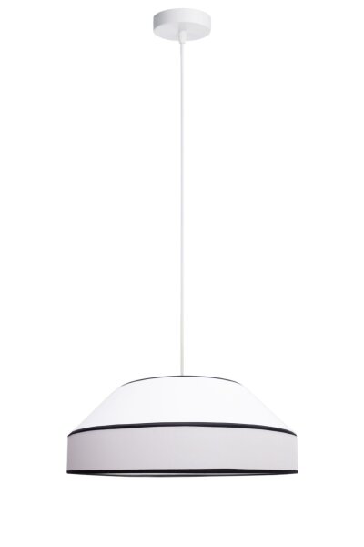 Runde Pendelleuchte Baumwolle wohnlich Weiß E27 B:45 cm
