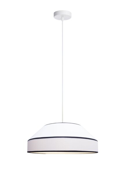 Runde Pendelleuchte Baumwolle wohnlich Weiß E27 B:45 cm