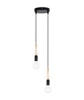 Pendelleuchte Holz Metall Schwarz E27 &Oslash;14 cm wohnlich