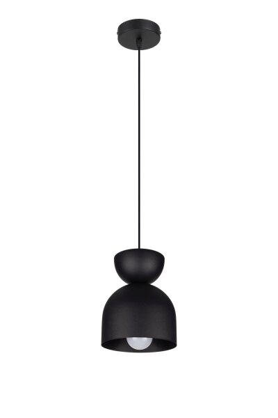 Runde Hängelampe Schwarz Metall E27 Ø17 cm Zeitlos