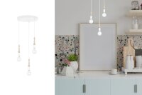 Pendelleuchte Holz Metall Weiß E27 Ø30 cm...