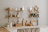 Lange Hängelampe Weiß Holz Metall L:40 cm E27...