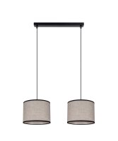 Lange H&auml;ngelampe Stoff Schwarz Beige E27 50 cm 2-flmg