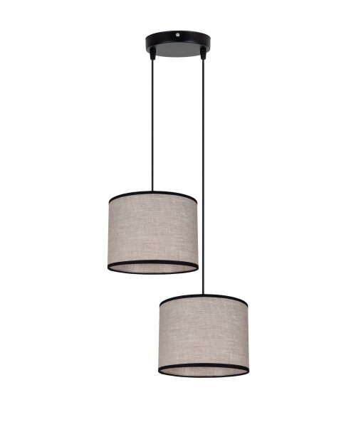 Pendelleuchte Stoff Schwarz Beige E27 L:22 cm 2-flmg