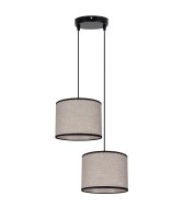 Pendelleuchte Stoff Schwarz Beige E27 L:22 cm 2-flmg