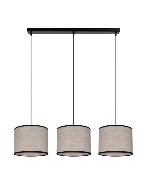 Pendelleuchte Stoff Schwarz Beige E27 70 cm lang 3-flmg
