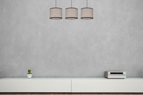 Pendelleuchte Stoff Schwarz Beige E27 70 cm lang 3-flmg
