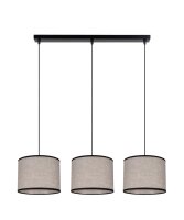 Pendelleuchte Stoff Schwarz Beige E27 70 cm lang 3-flmg