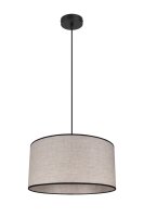 Stoff H&auml;ngelampe blendarm Schwarz Beige E27 &Oslash;40 cm rund