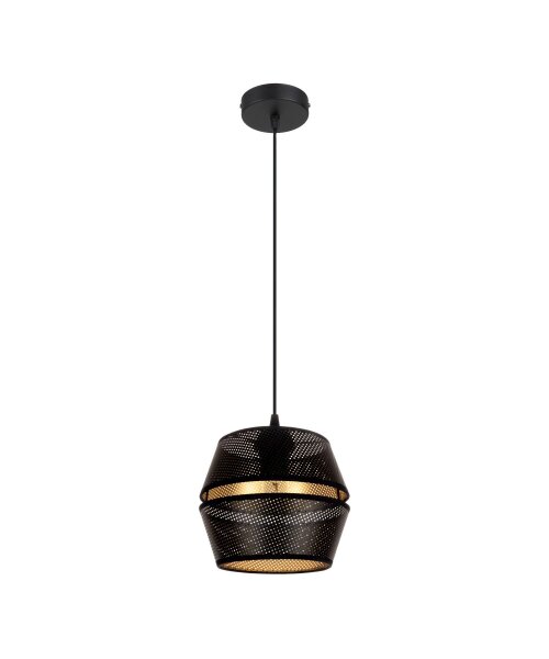 Elegante Hängelampe Metall Schwarz Gold E27 Ø20 cm