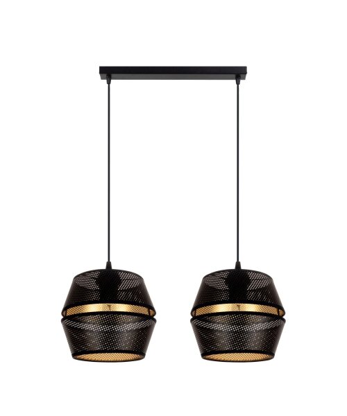 Hängelampe Metall Schwarz Gold E27 50 cm lang 2-flammig