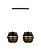 Hängelampe Metall Schwarz Gold E27 50 cm lang 2-flammig