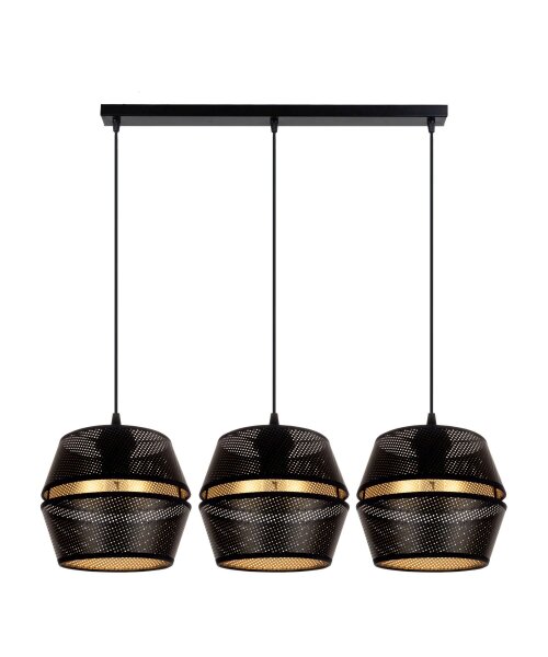 Hängelampe Metall Schwarz Gold E27 70 cm lang 3-flammig