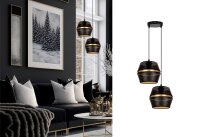 Pendelleuchte Schwarz Gold Metall 2-flammig B:40 cm E27