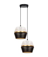 H&auml;ngelampe Schwarz Wei&szlig; Gold Metall 2-flmg B:40 cm E27
