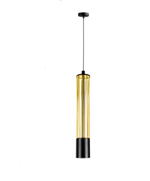 Hängelampe Metall GU10 Ø10 cm rund Schwarz Gold
